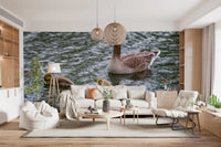 Serene Waterfowl Pond Reflections Wall Mural