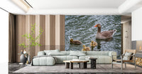 Serene Waterfowl Pond Reflections Wall Mural