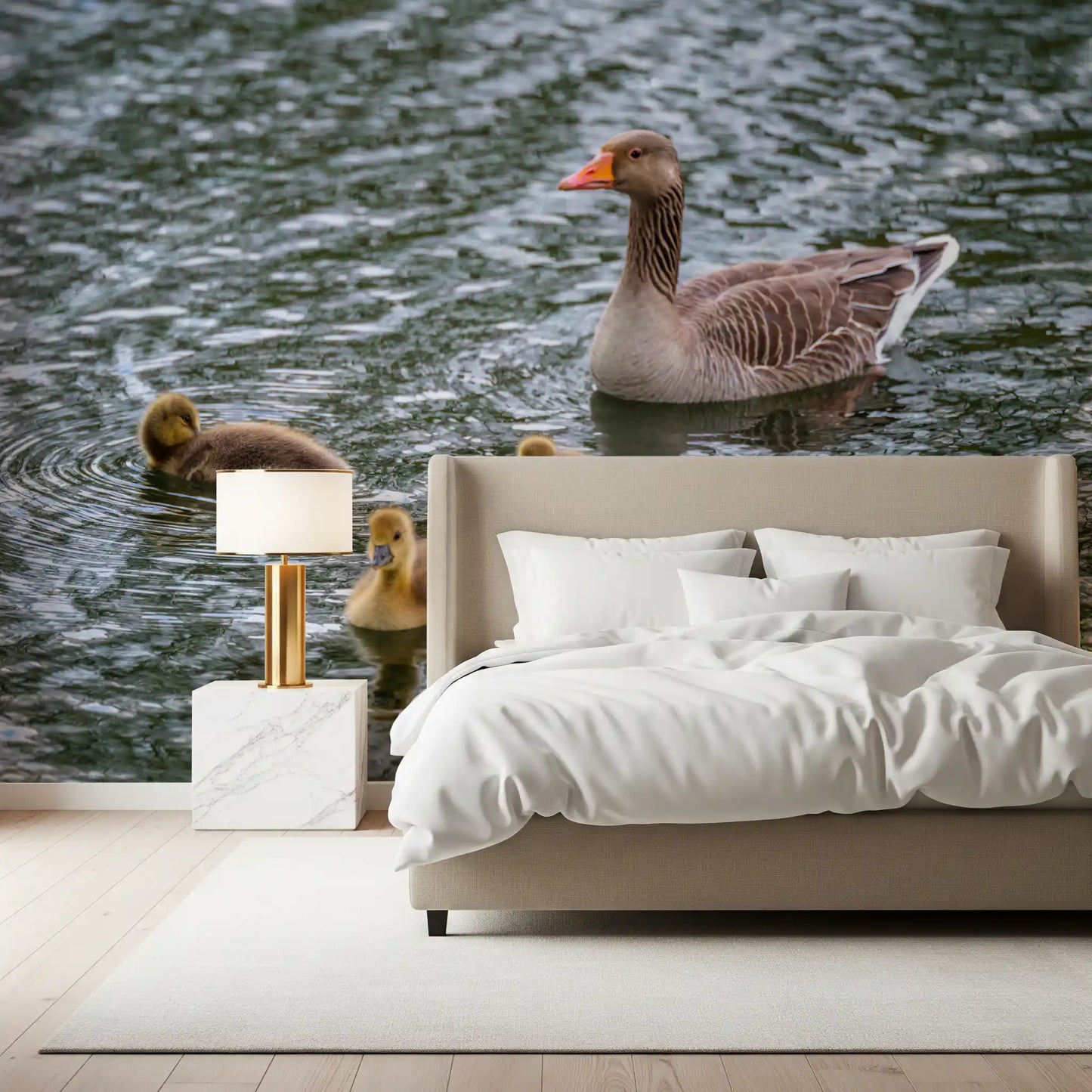 Serene Waterfowl Pond Reflections Wall Mural