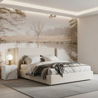 Ethereal Sepia Forest Reflection Wall Mural