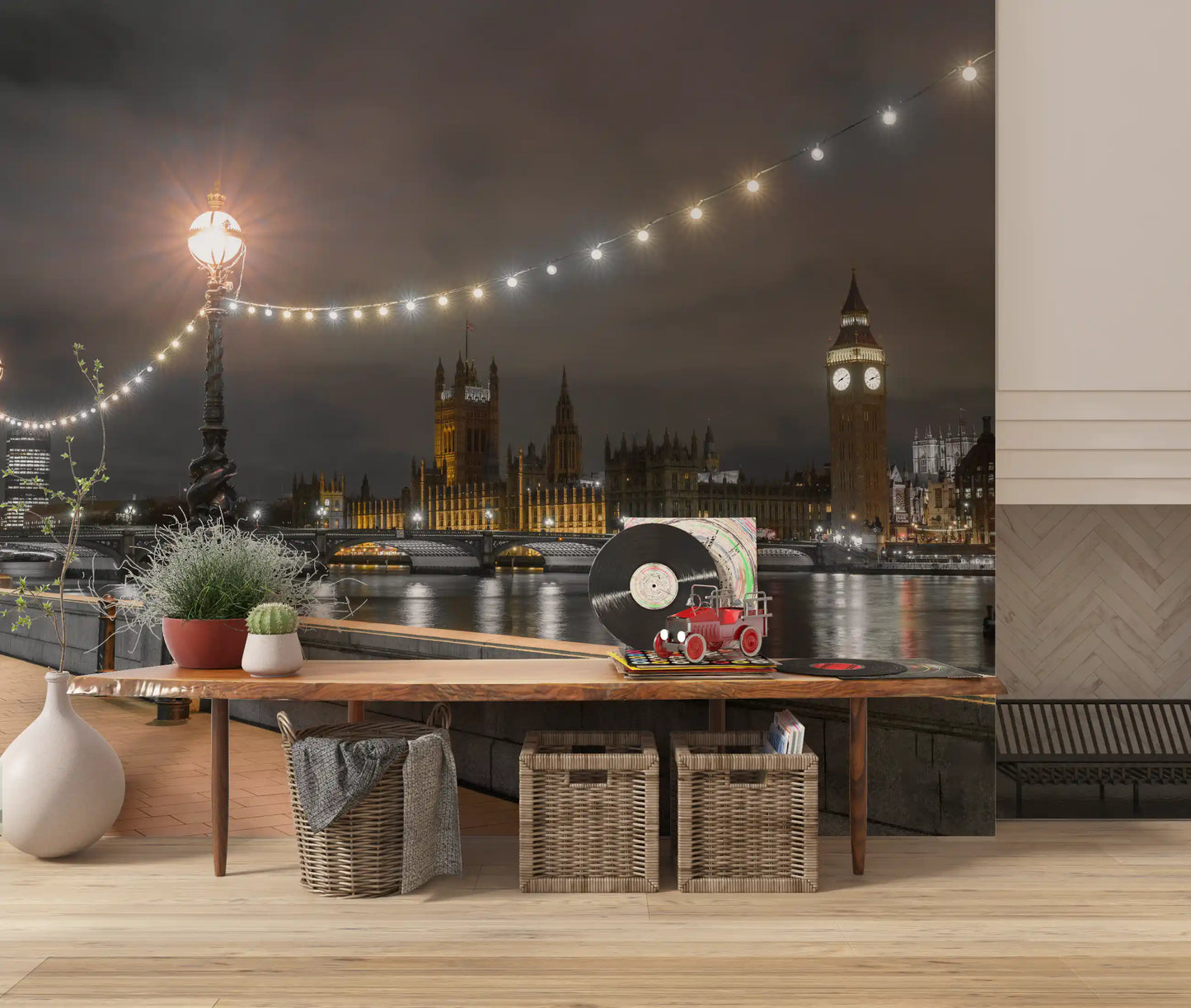 Thames Riverfront Twilight Scene Wall Mural