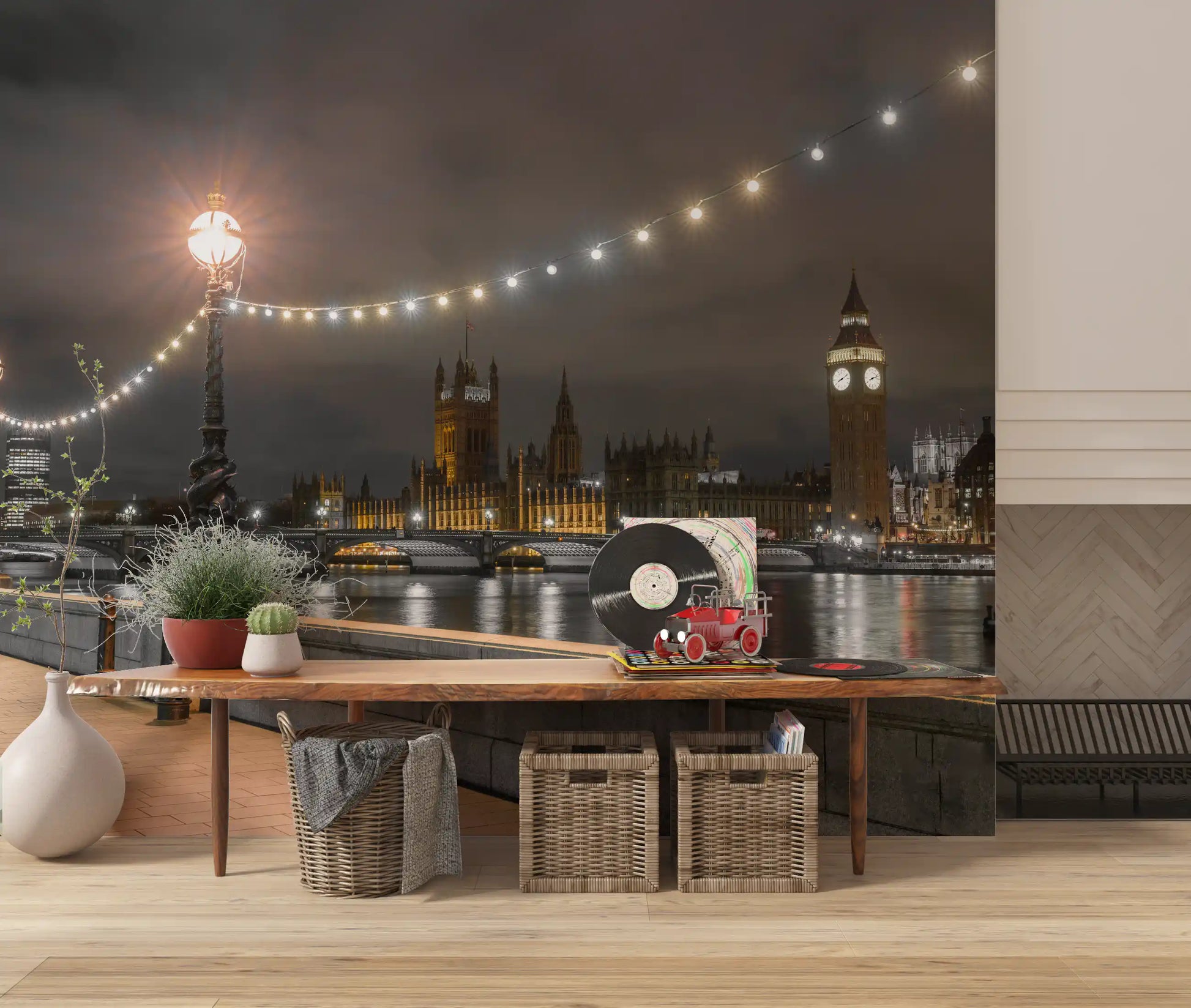 Thames Riverfront Twilight Scene Wall Mural