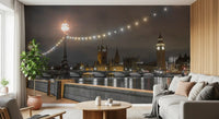 Thames Riverfront Twilight Scene Wall Mural