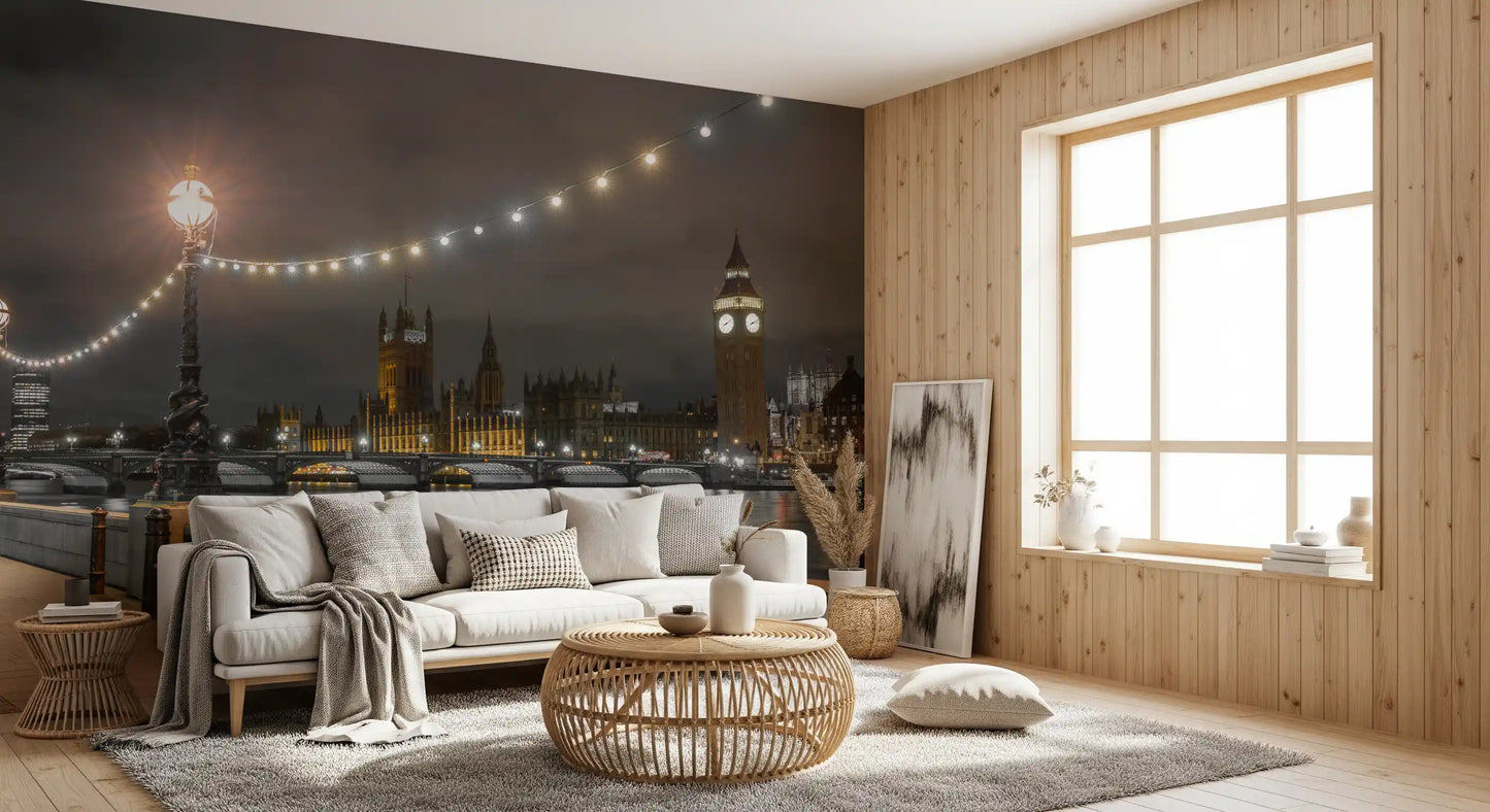 Thames Riverfront Twilight Scene Wall Mural