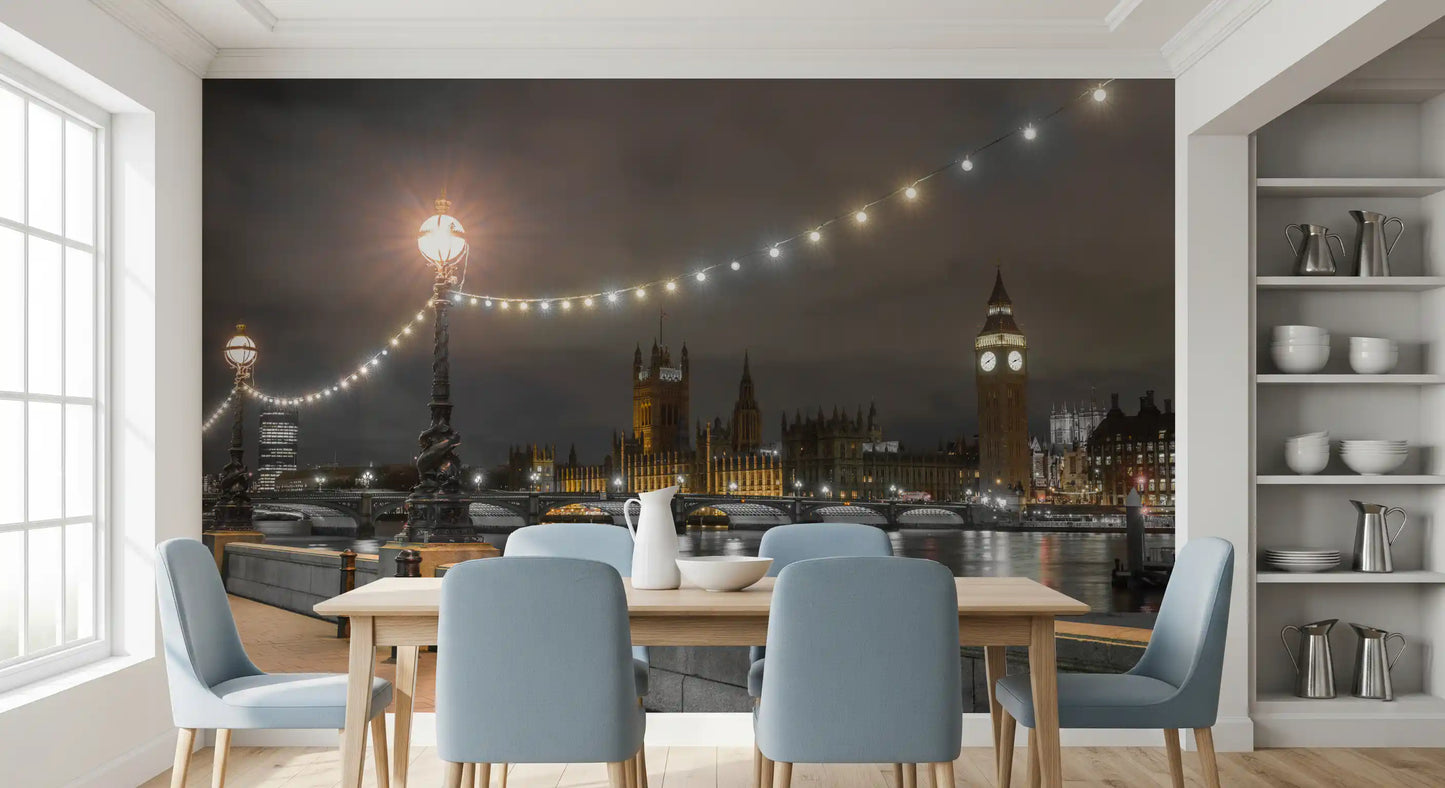 Thames Riverfront Twilight Scene Wall Mural