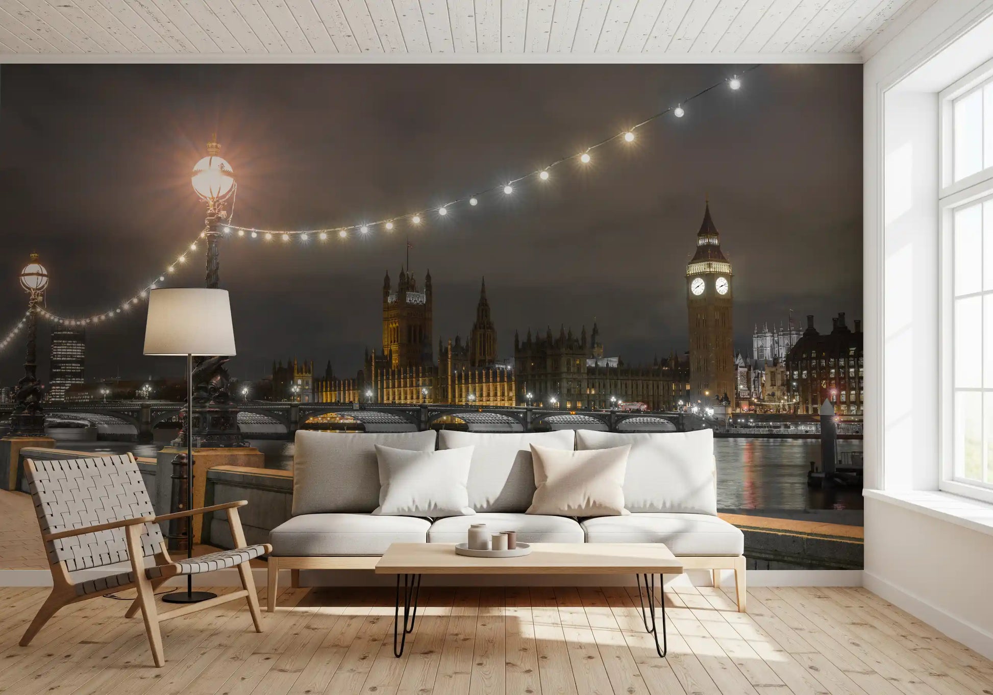 Thames Riverfront Twilight Scene Wall Mural