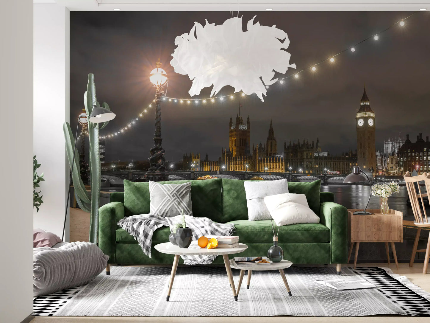 Thames Riverfront Twilight Scene Wall Mural