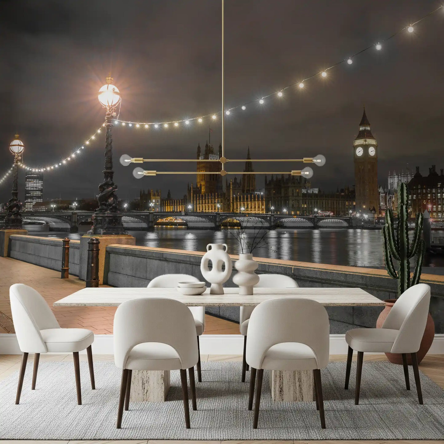 Thames Riverfront Twilight Scene Wall Mural