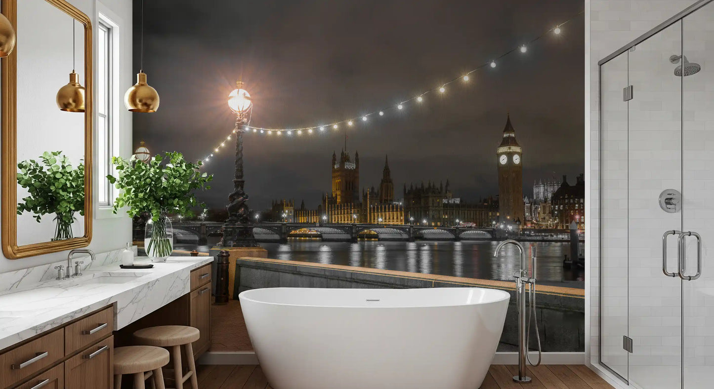 Thames Riverfront Twilight Scene Wall Mural