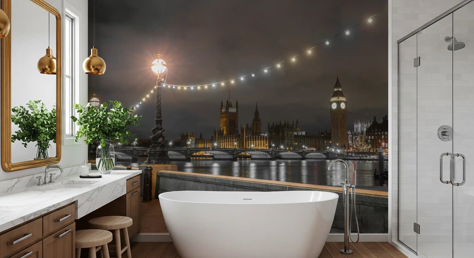 Thames Riverfront Twilight Scene Wall Mural