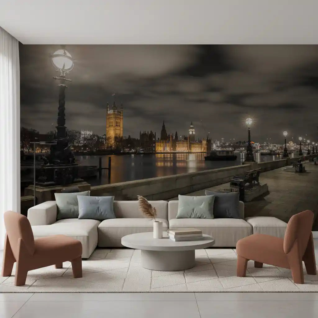 Westminster Evening Riverside Vista Wall Mural
