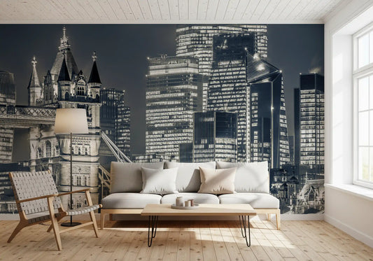 Monochrome Metropolitan Bridge View Wall Mural