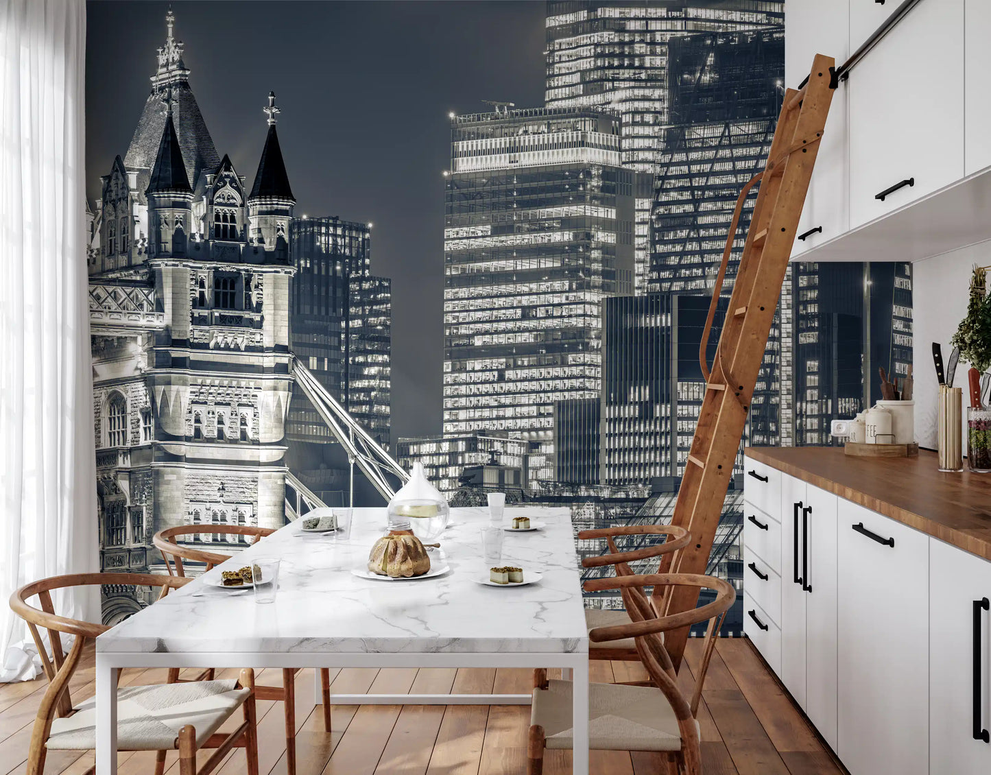 Monochrome Metropolitan Bridge View Wall Mural