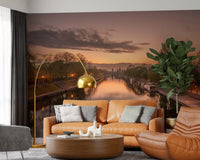 Reflective Sunset Canal Waters Wall Mural