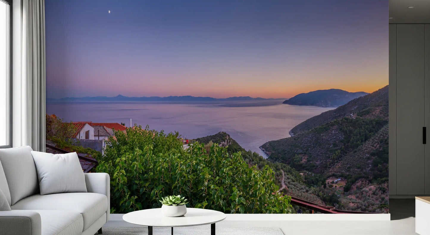 Mediterranean Twilight Village Vista Wall Mural