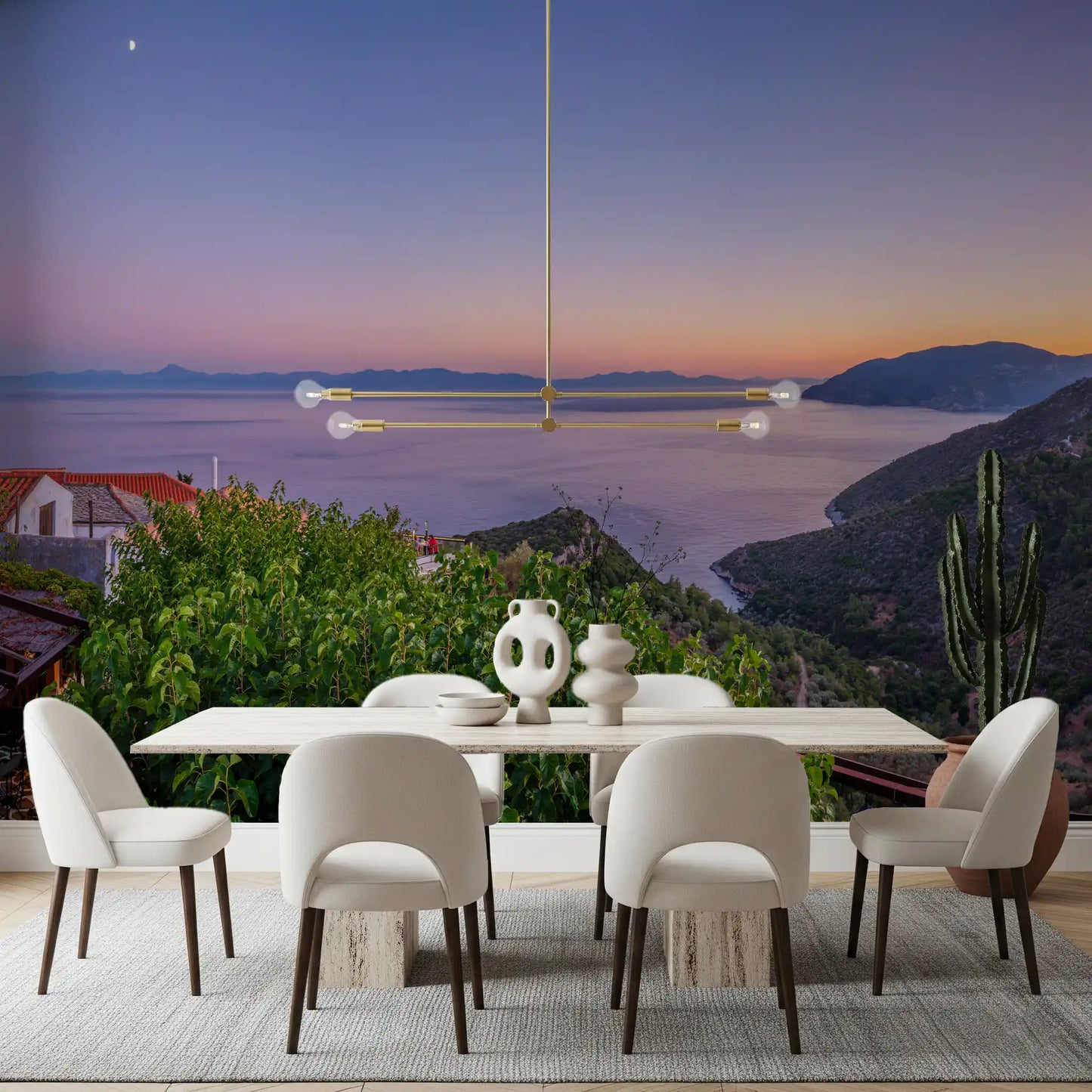 Mediterranean Twilight Village Vista Wall Mural