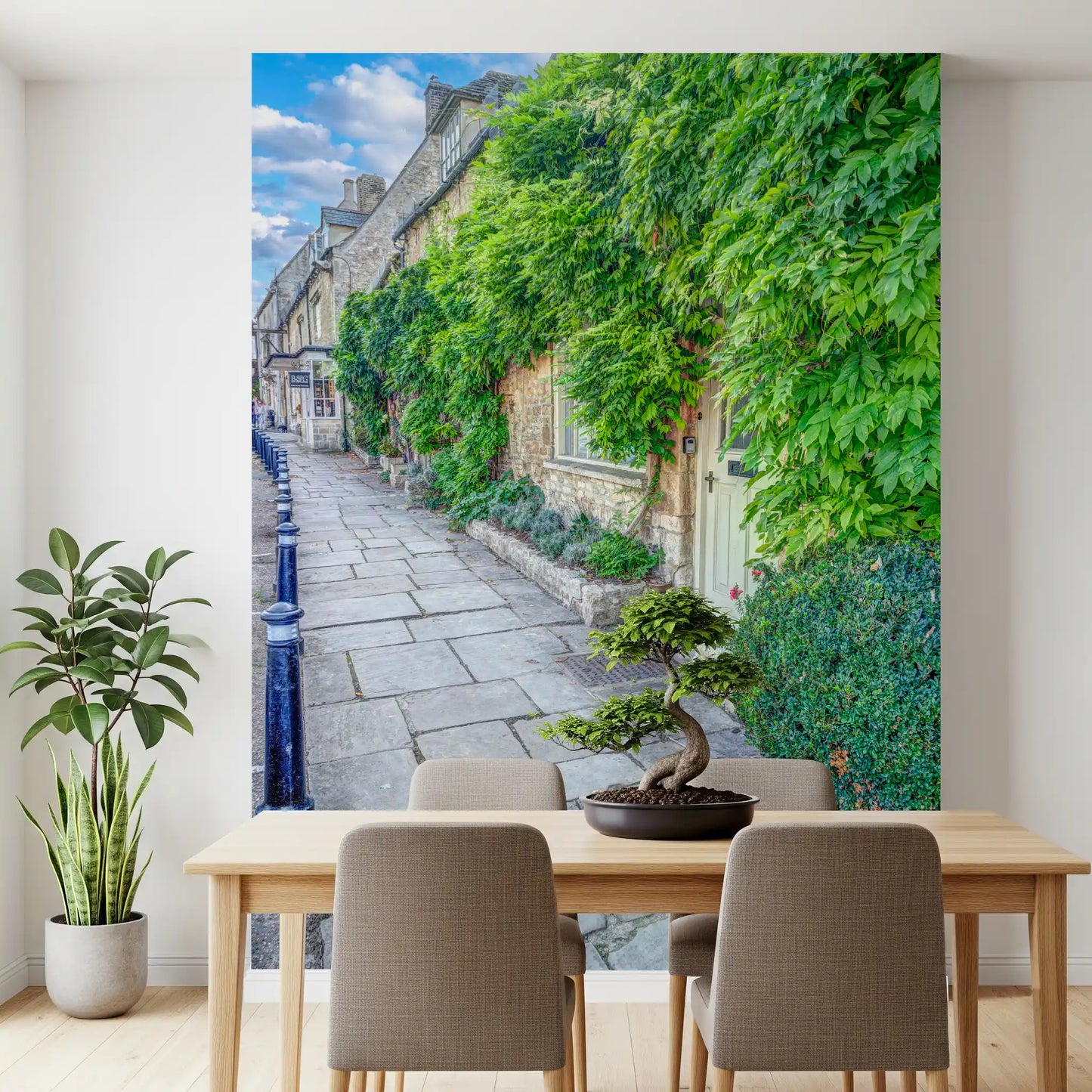 Rustic Stone Path and Climbing Ivy Wall Mural