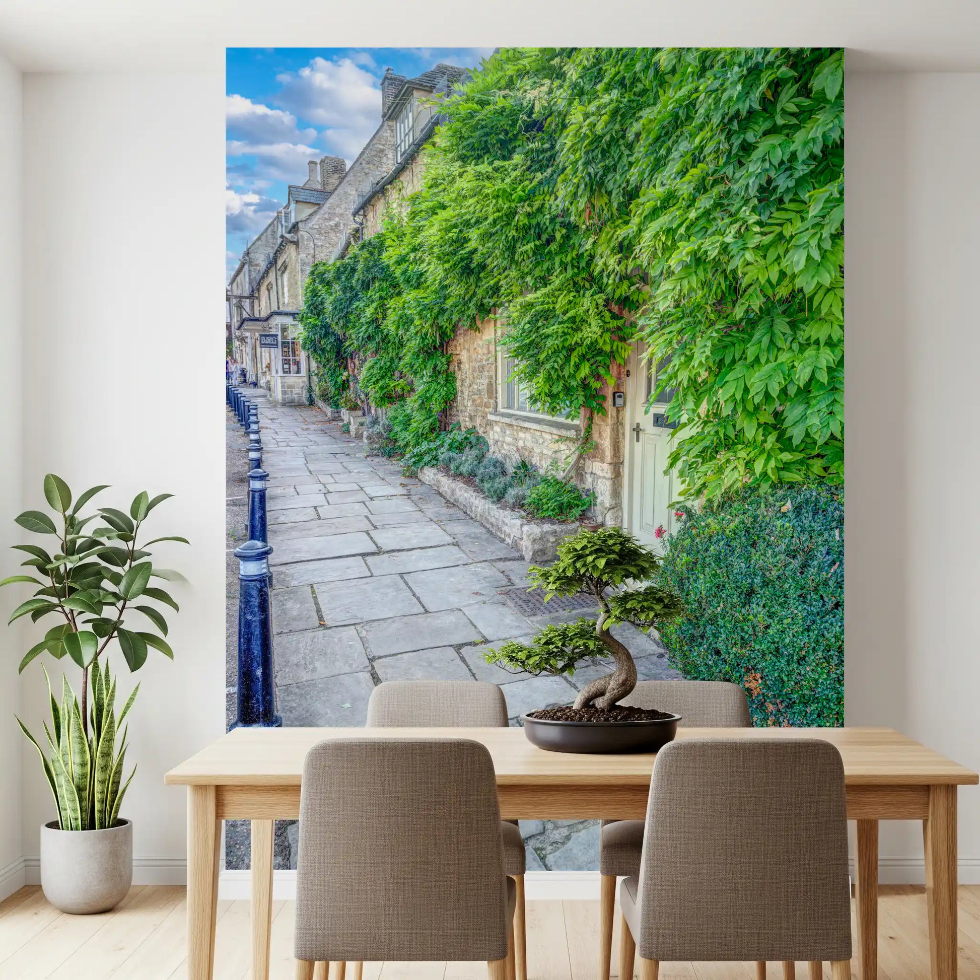 Rustic Stone Path and Climbing Ivy Wall Mural