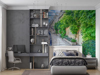 Rustic Stone Path and Climbing Ivy Wall Mural