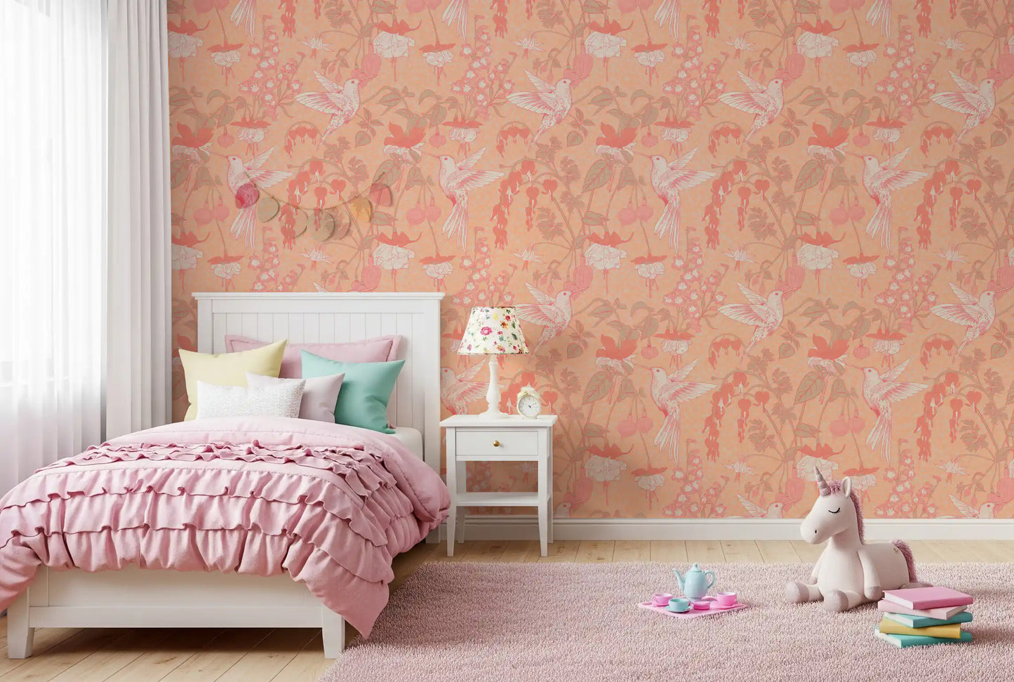 Hummingbird and Fuchsia Garden Wallpaper⁠