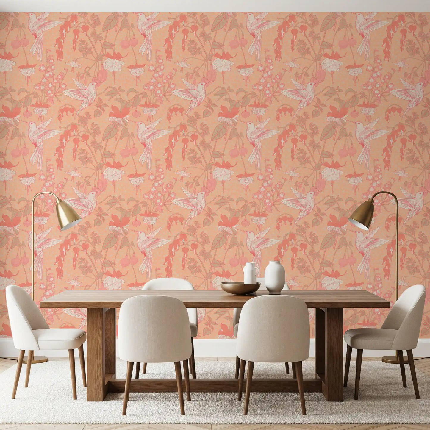 Hummingbird and Fuchsia Garden Wallpaper⁠