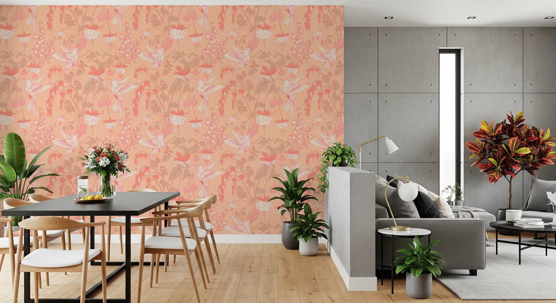 Hummingbird and Fuchsia Garden Wallpaper⁠