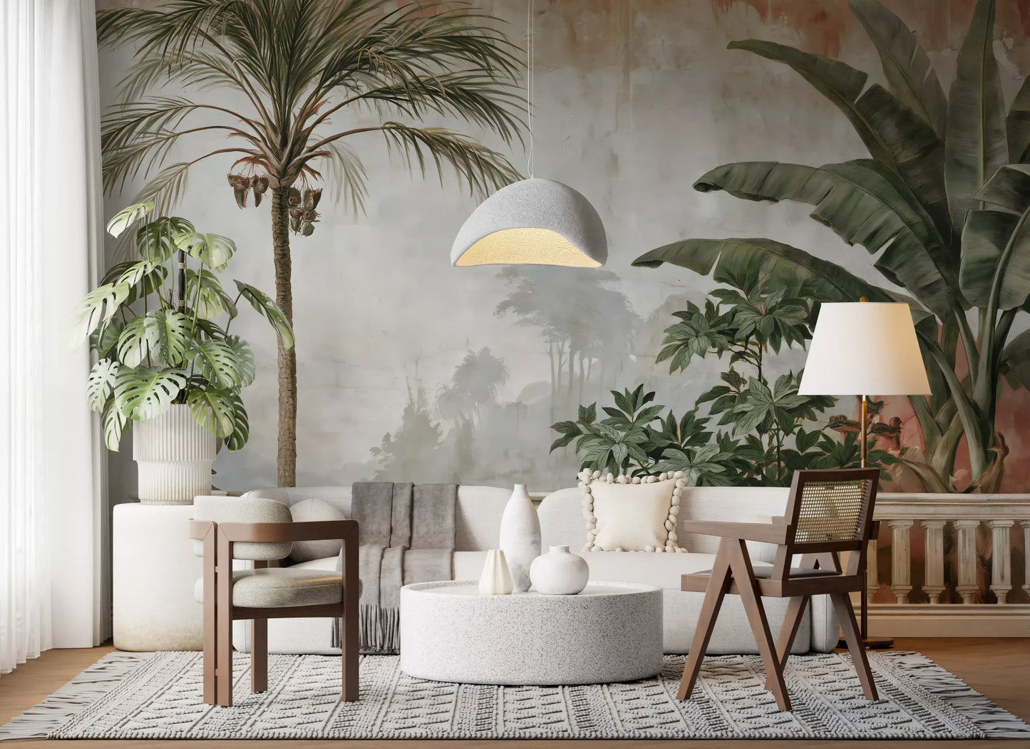 Vintage Coastal Garden Balustrade Wall Mural