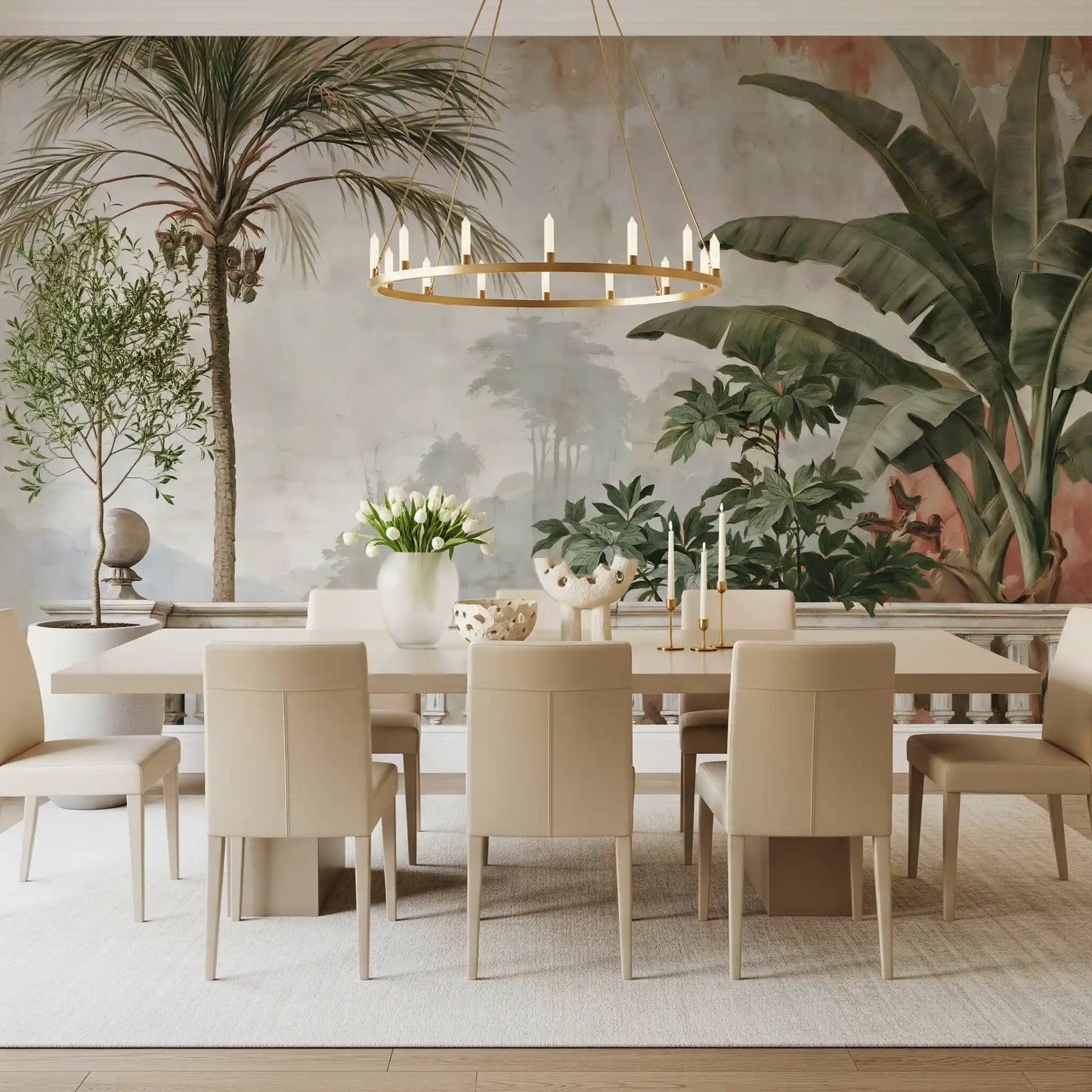 Vintage Coastal Garden Balustrade Wall Mural