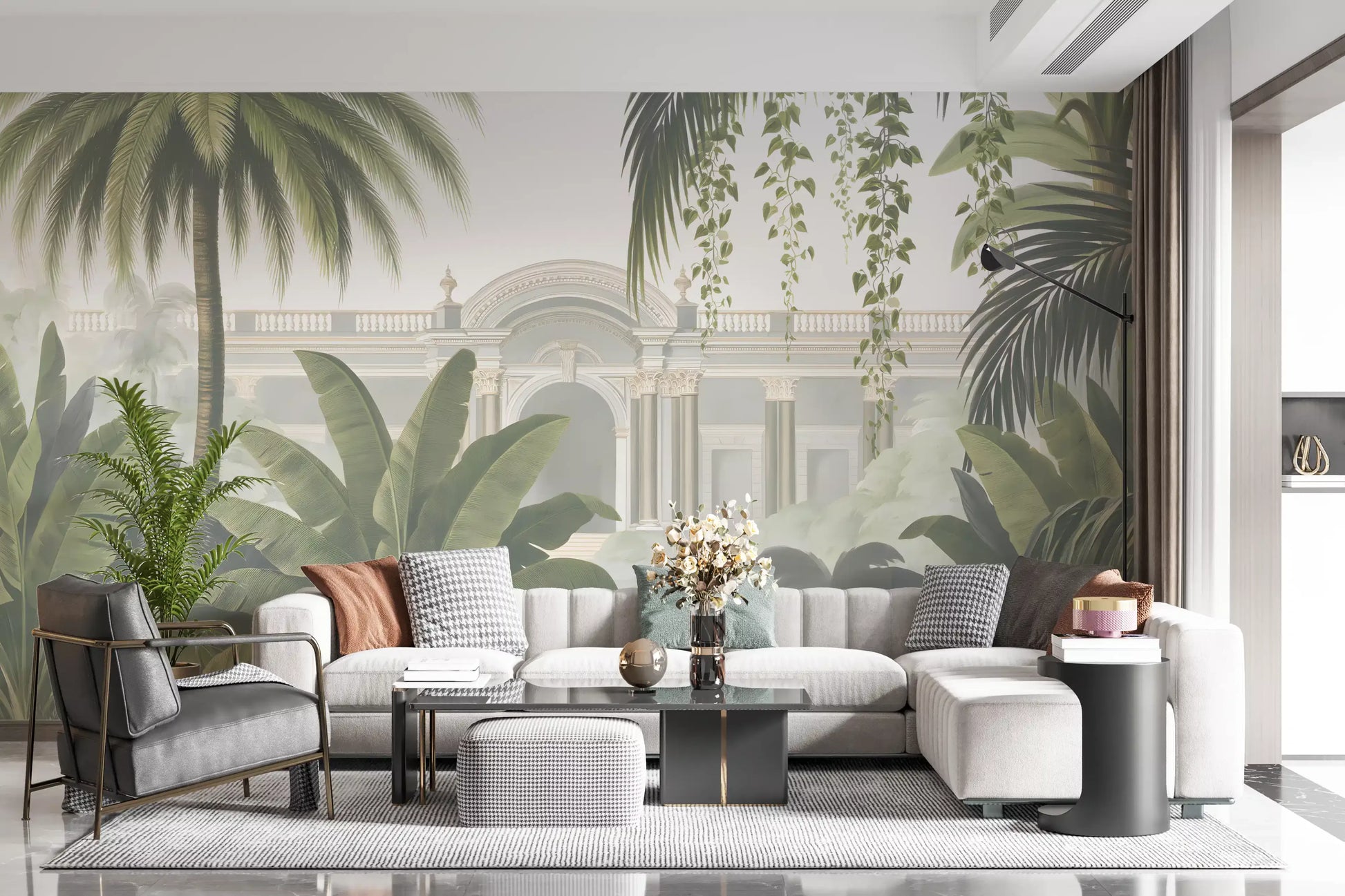 Neoclassical Tropical Garden Retreat Wall Mural