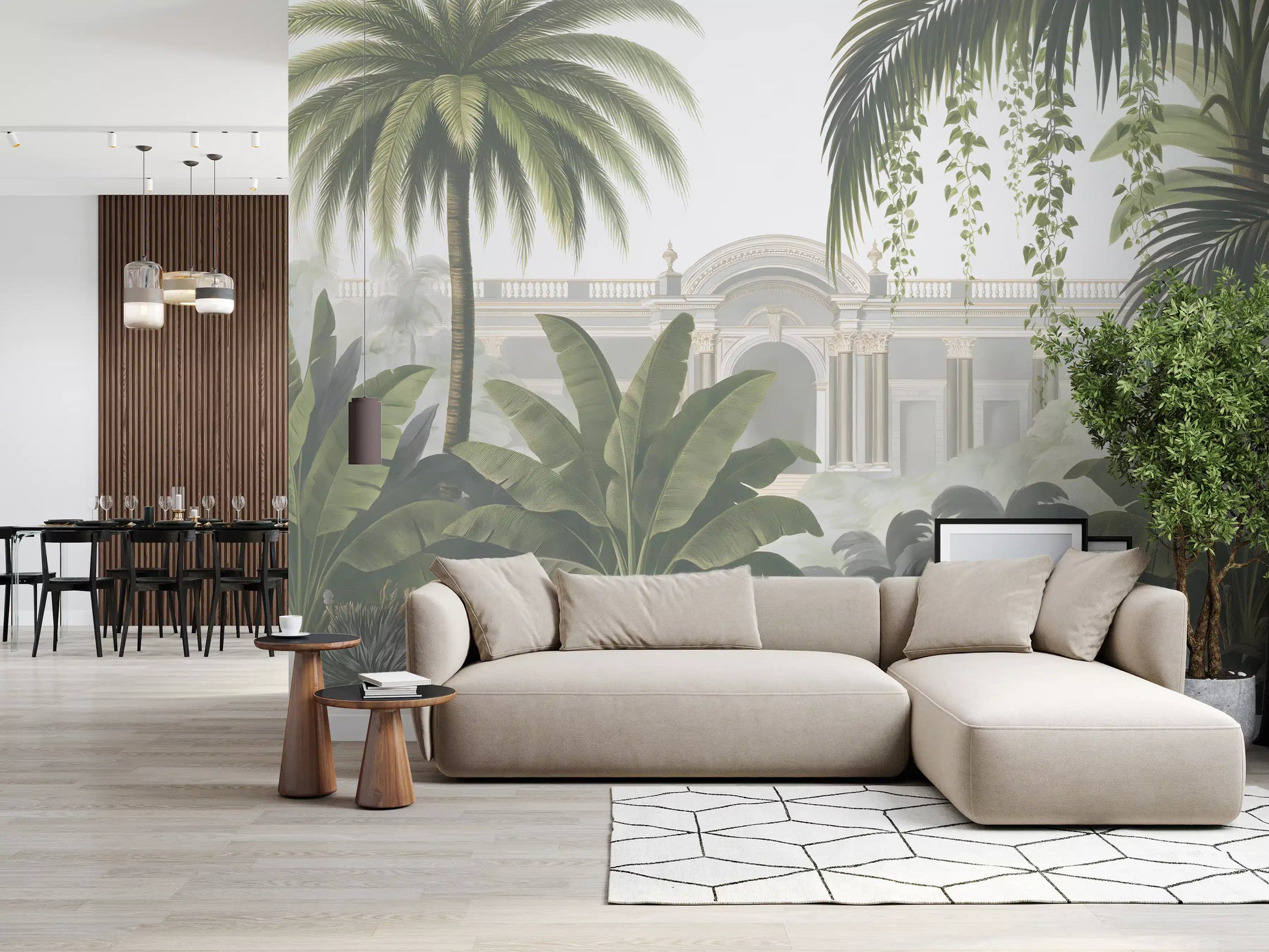 Neoclassical Tropical Garden Retreat Wall Mural