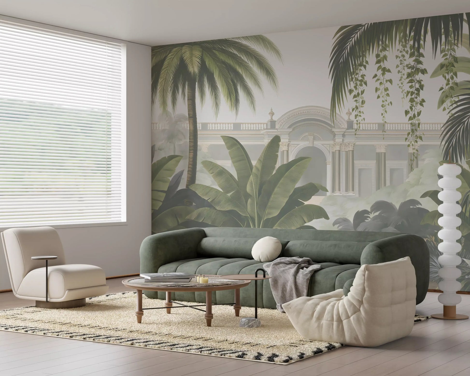 Neoclassical Tropical Garden Retreat Wall Mural