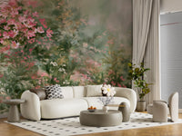 Impressionist Pink Blossom Meadow Wall Mural