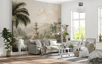 Serene Park Pond and Classical Architecture Wall Mural