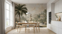 Serene Park Pond and Classical Architecture Wall Mural
