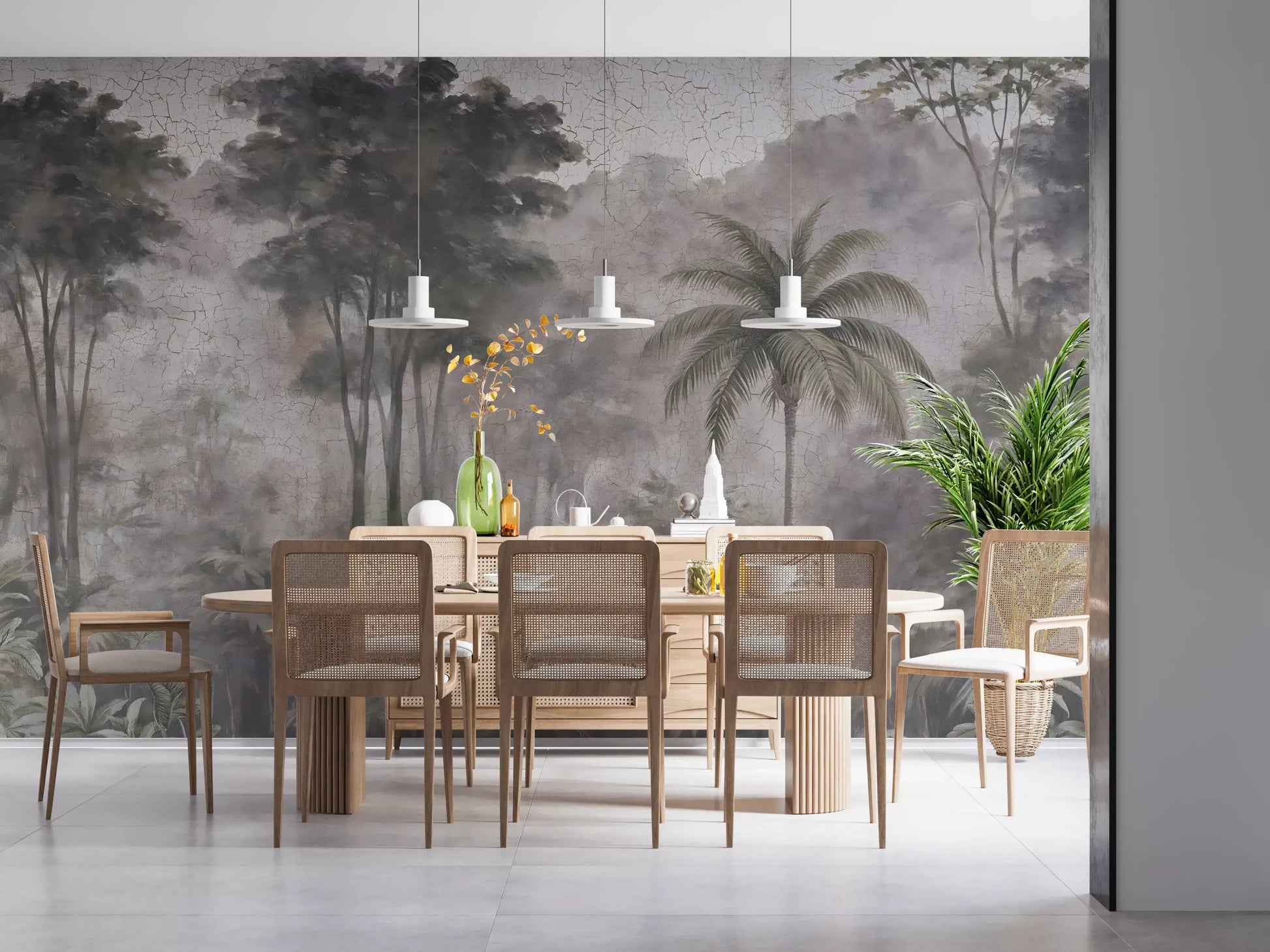 Misty River Expedition Scene Wall Mural