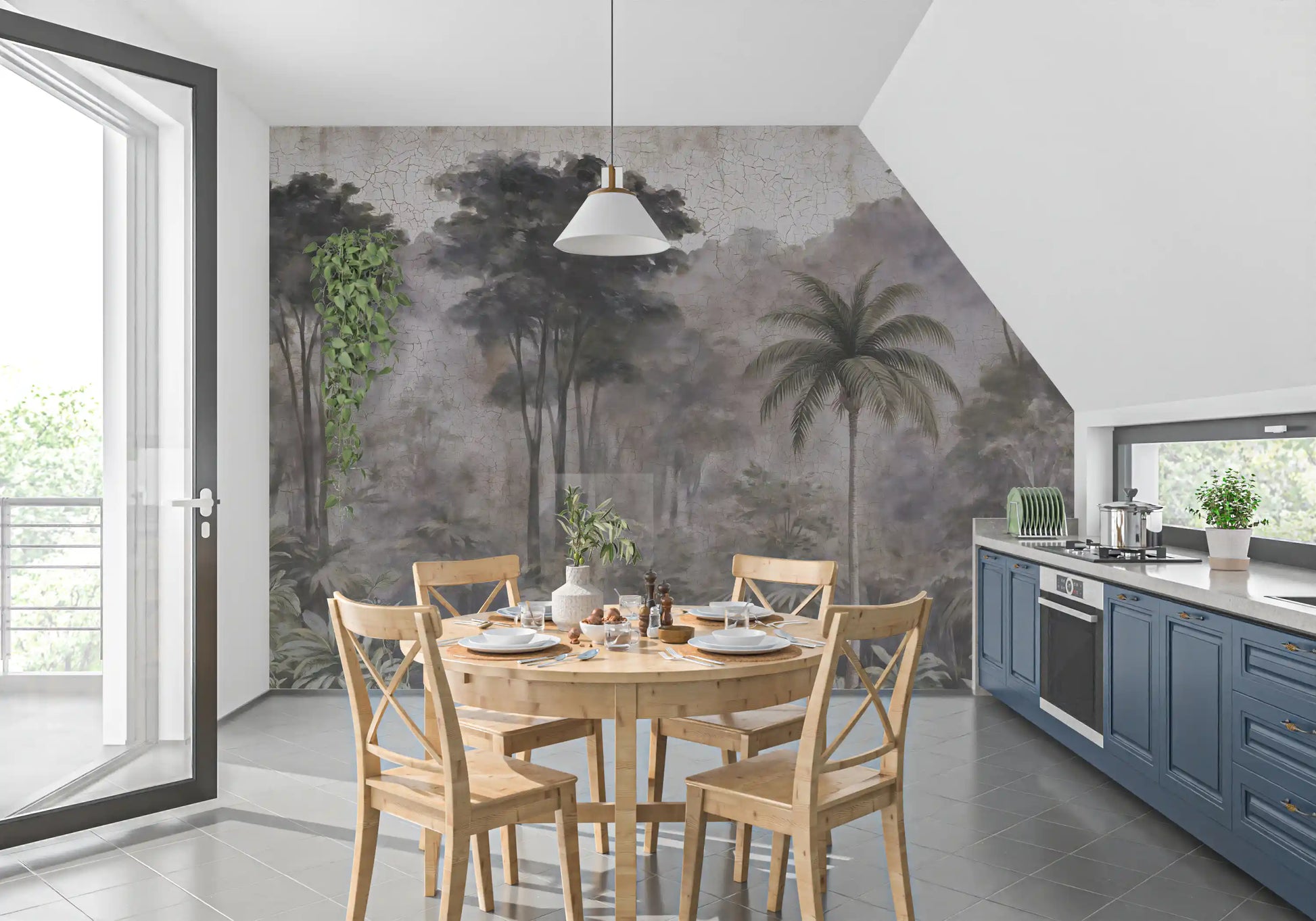 Misty River Expedition Scene Wall Mural