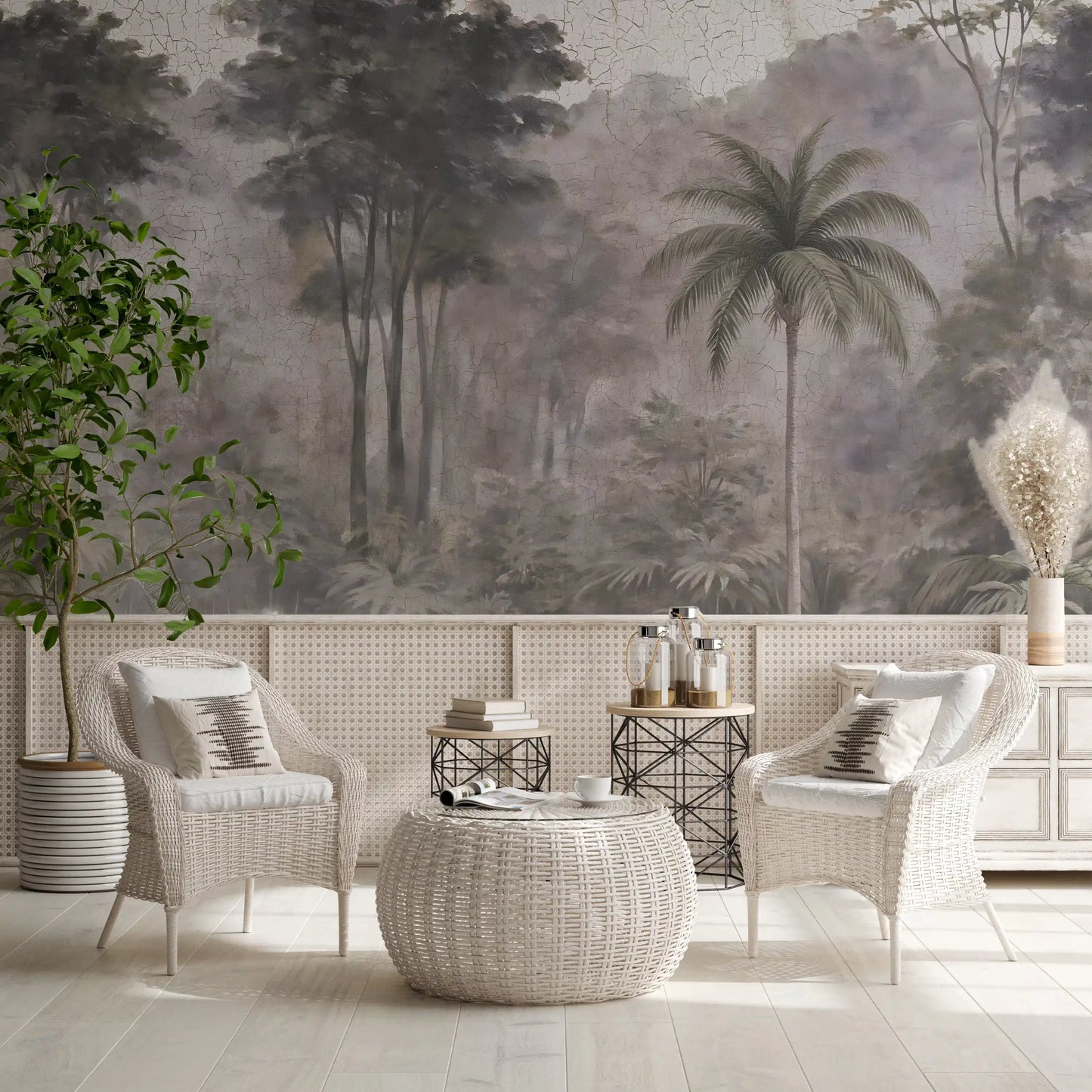 Misty River Expedition Scene Wall Mural