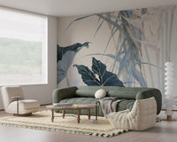 Serene Tropical Botanical Illustration Wall Mural