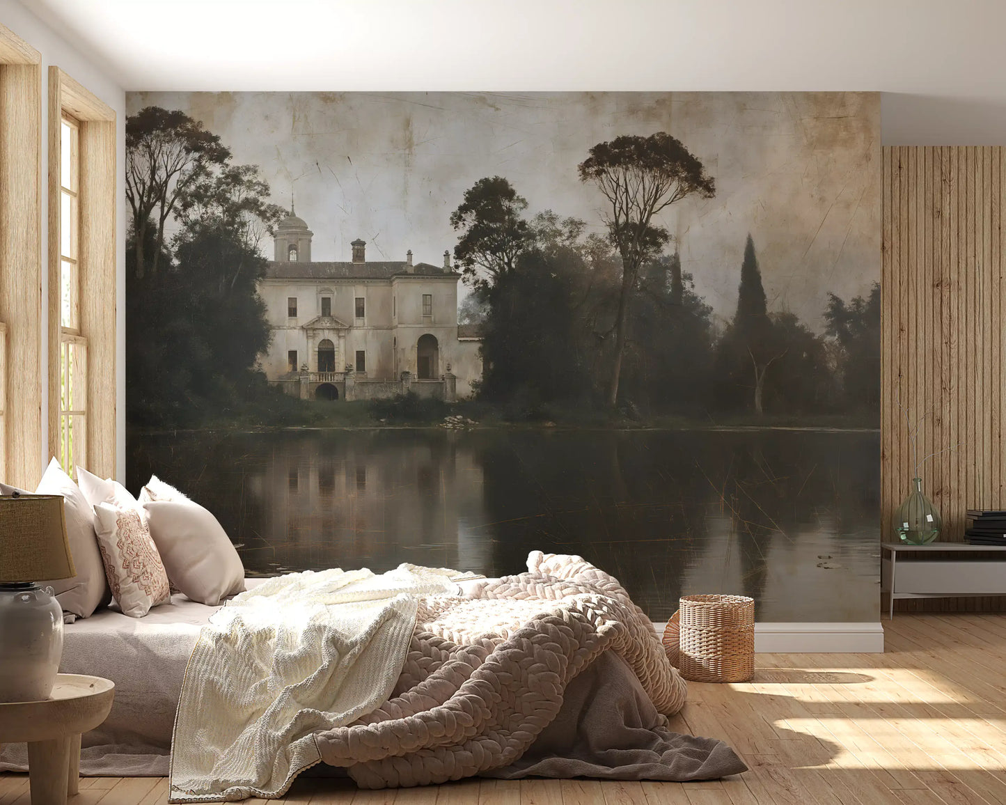 Rustic Italian Villa Lakeside Manor Wall Mural
