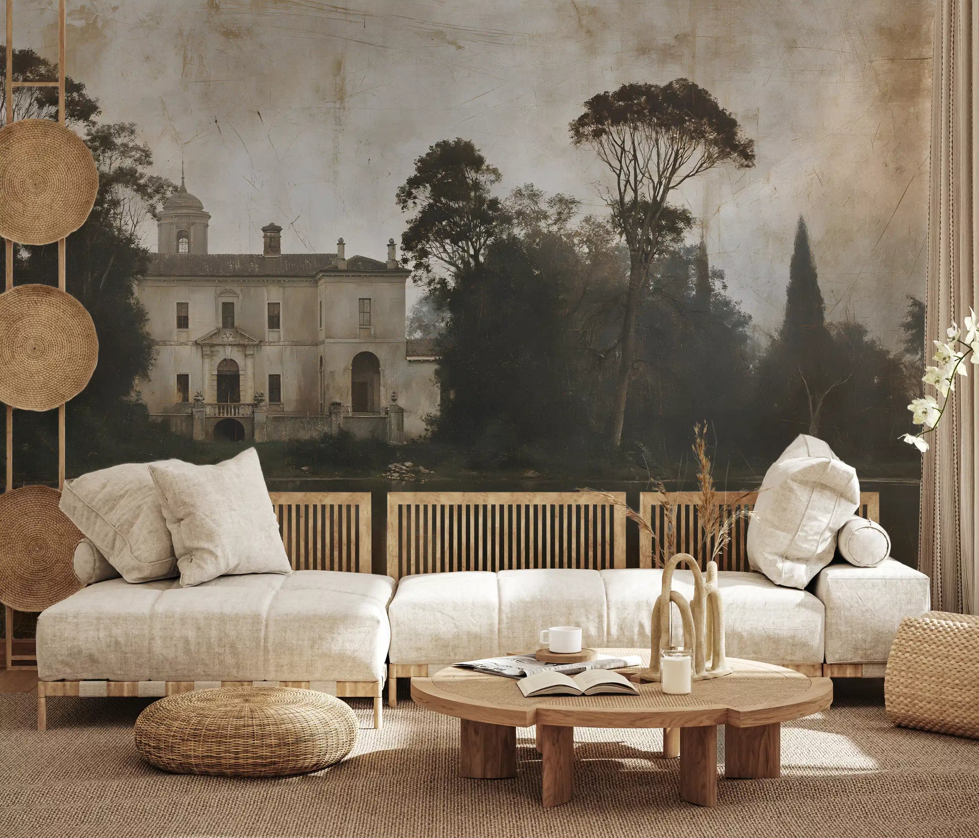 Rustic Italian Villa Lakeside Manor Wall Mural