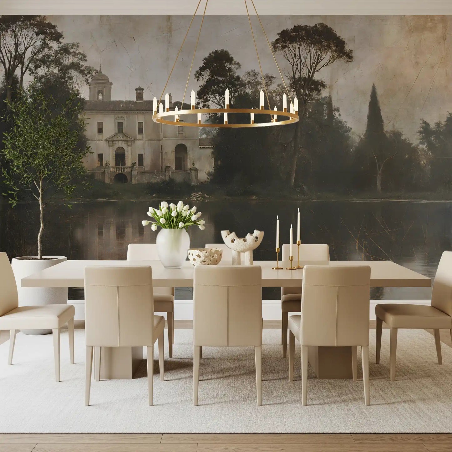 Rustic Italian Villa Lakeside Manor Wall Mural
