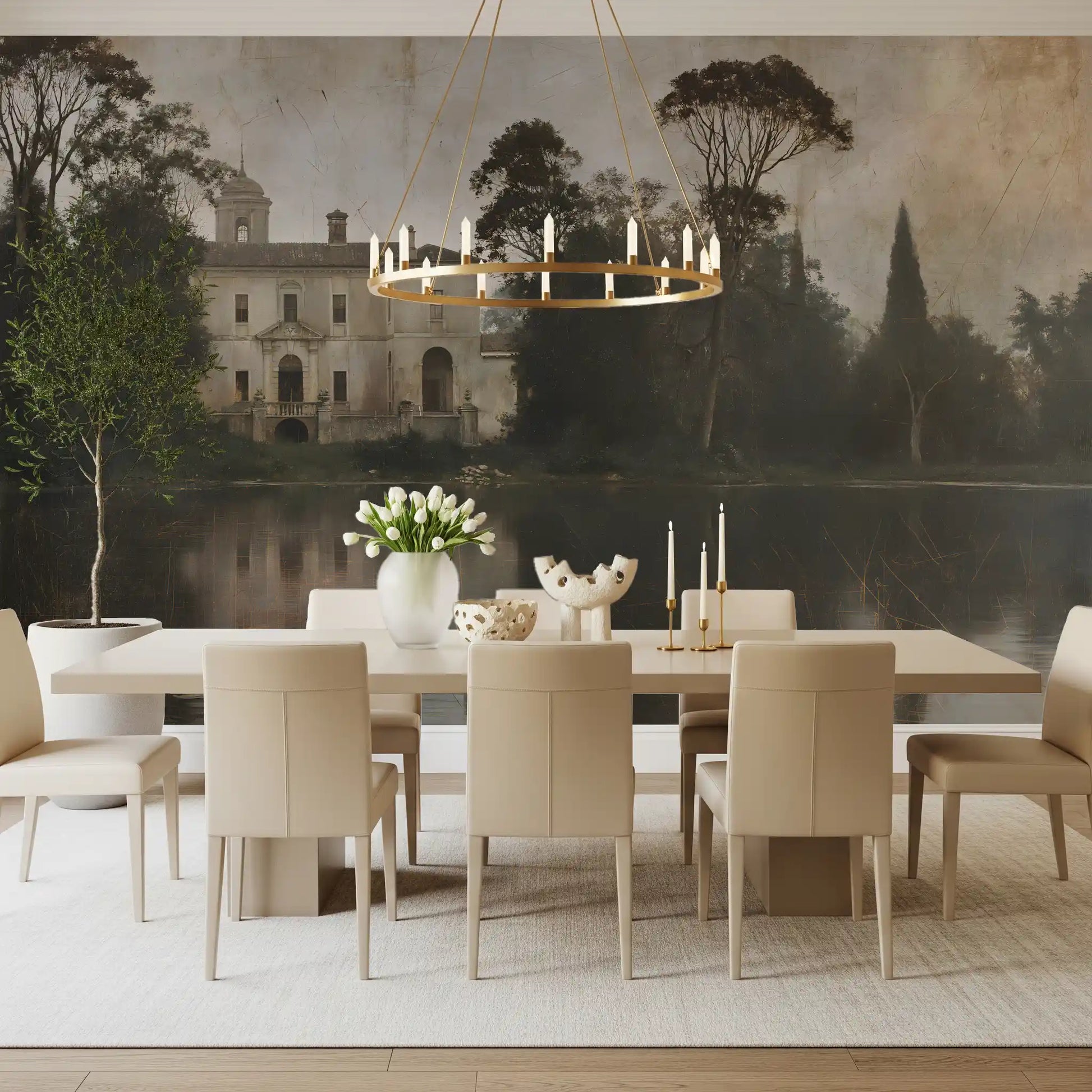 Rustic Italian Villa Lakeside Manor Wall Mural