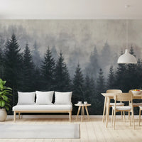 Atmospheric Evergreen Woodland Wall Mural