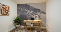 Monochrome Coastal Pines Landscape Wall Mural