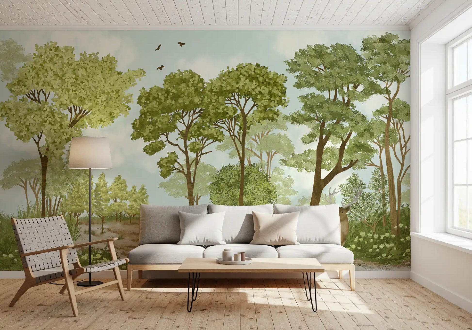 Enchanted Woodland Deer Sanctuary Wall Mural