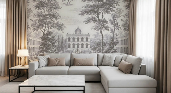 Grand Estate Garden Scene Wall Mural