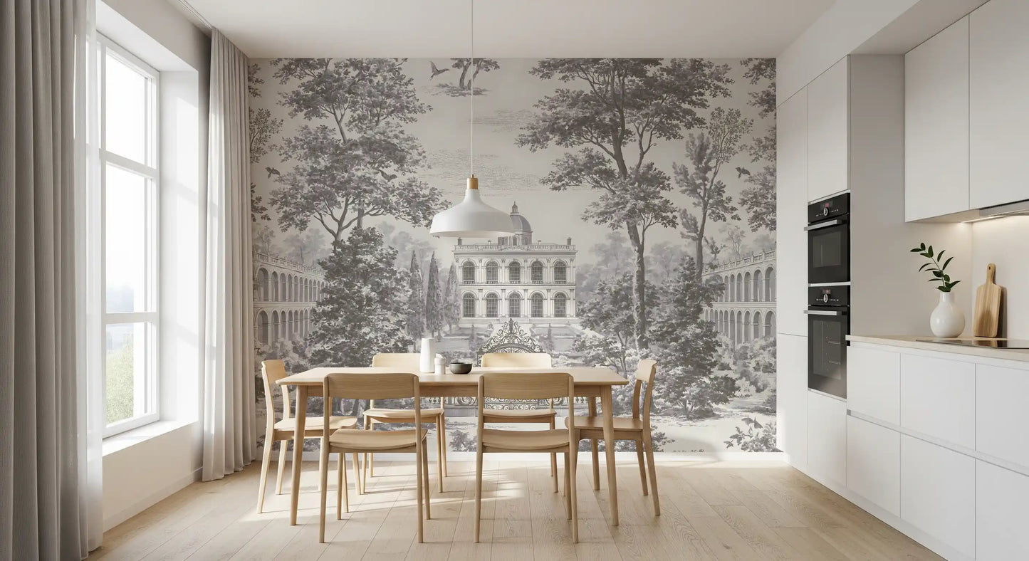 Grand Estate Garden Scene Wall Mural