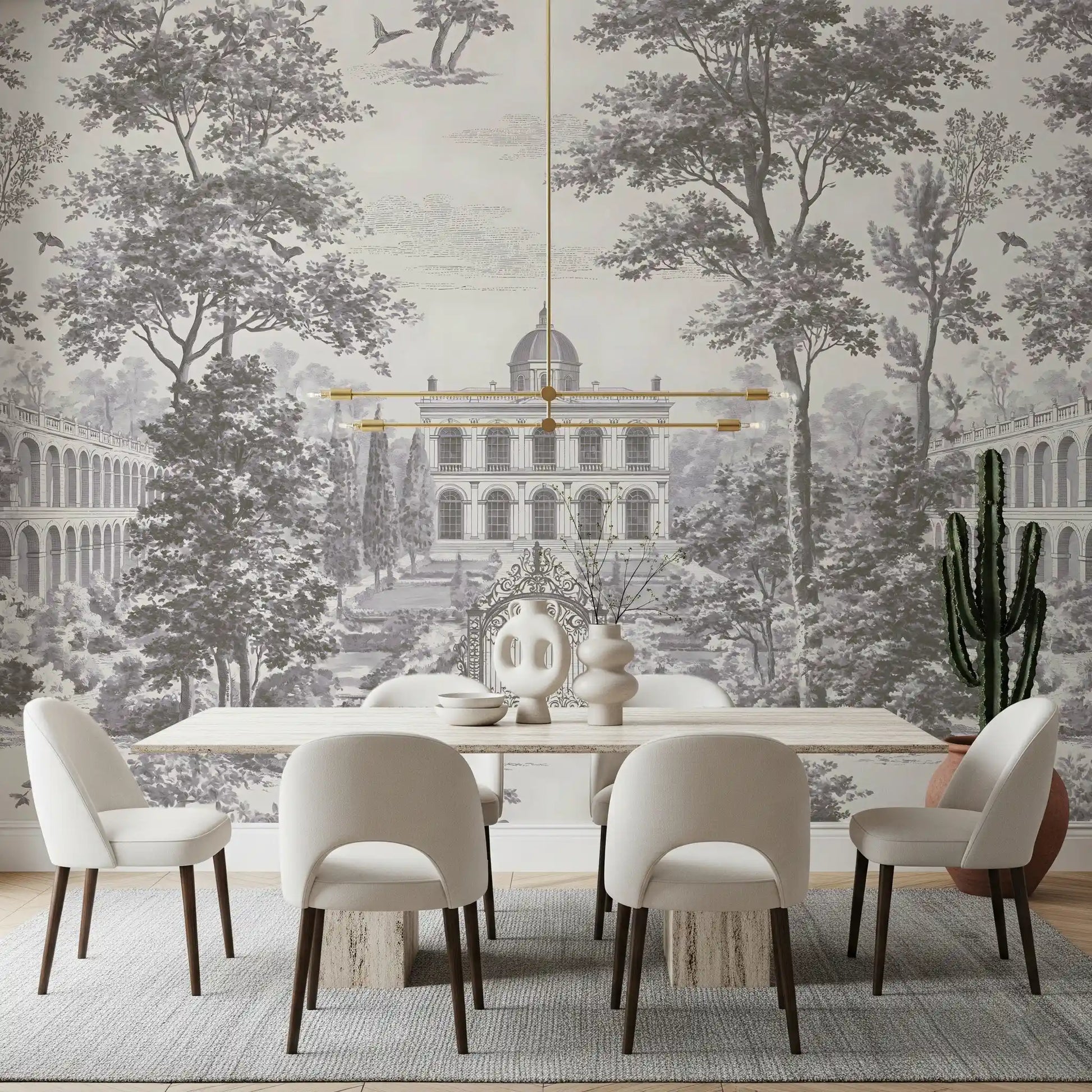 Grand Estate Garden Scene Wall Mural