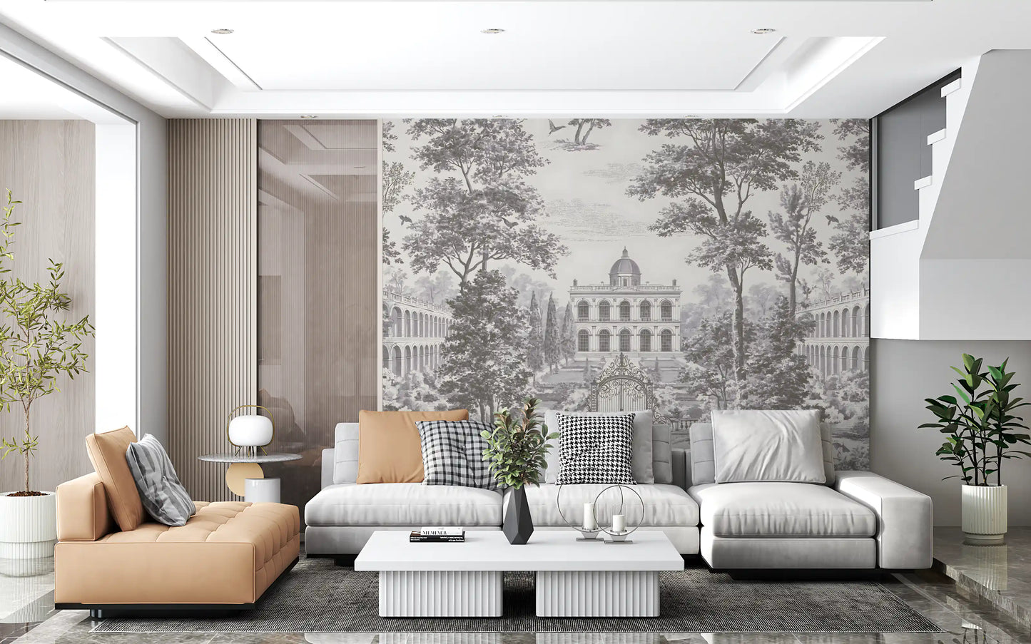 Grand Estate Garden Scene Wall Mural