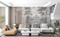 Grand Estate Garden Scene Wall Mural
